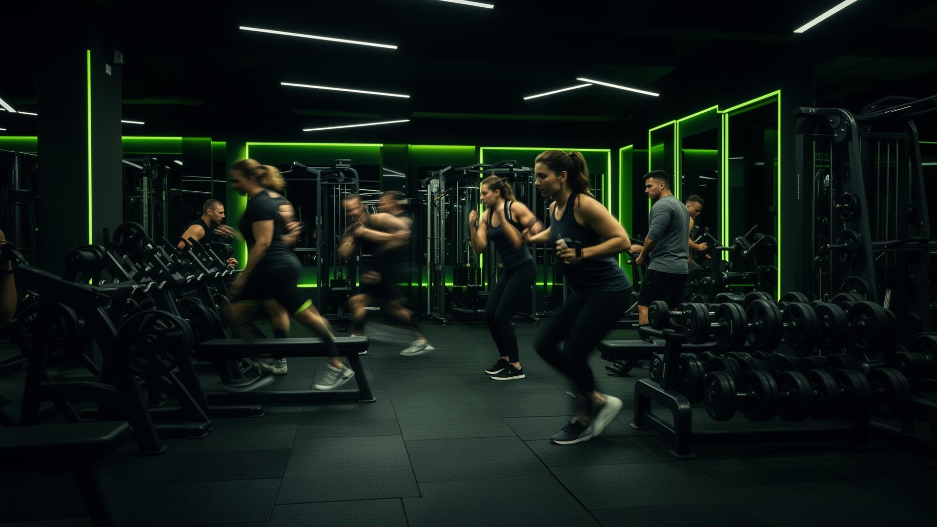 Academia moderna com pessoas treinando